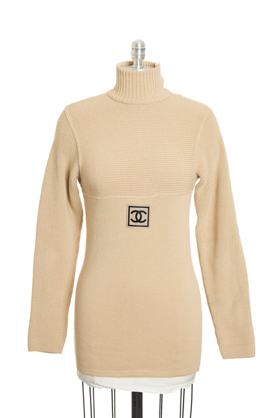 Chanel Beige Sport CC Turtleneck