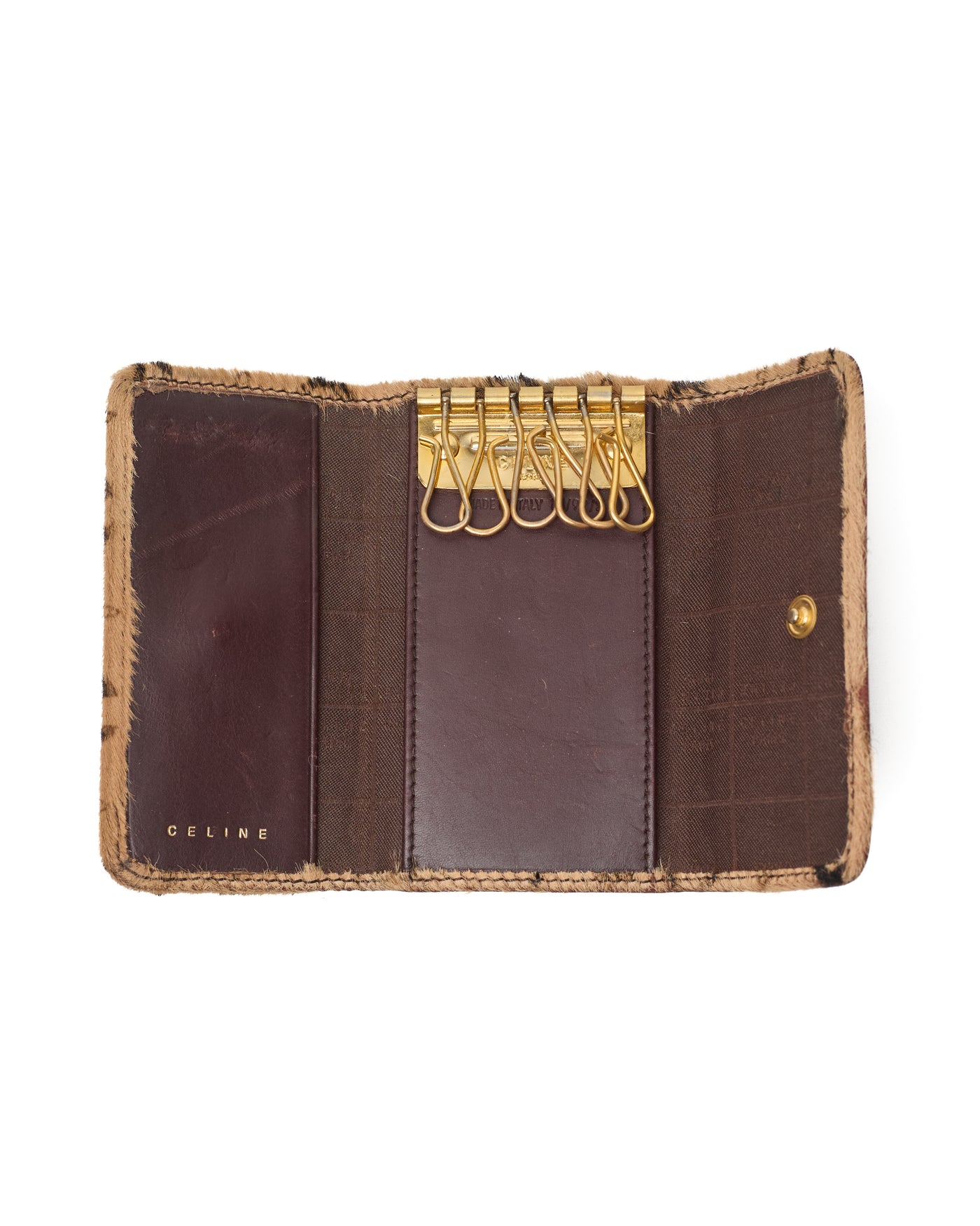 Celine Vintage Pony Hair Pouch and Key Holder Set