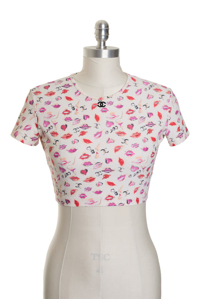Chanel Vintage 1995 SS Runway Lip Print Crop Top
