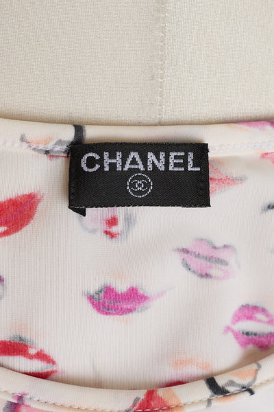 Chanel Vintage 1995 SS Runway Lip Print Crop Top