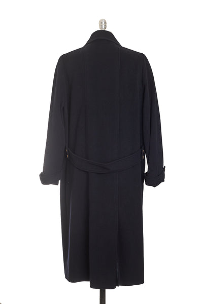 Chanel Logo Button Navy Long Coat