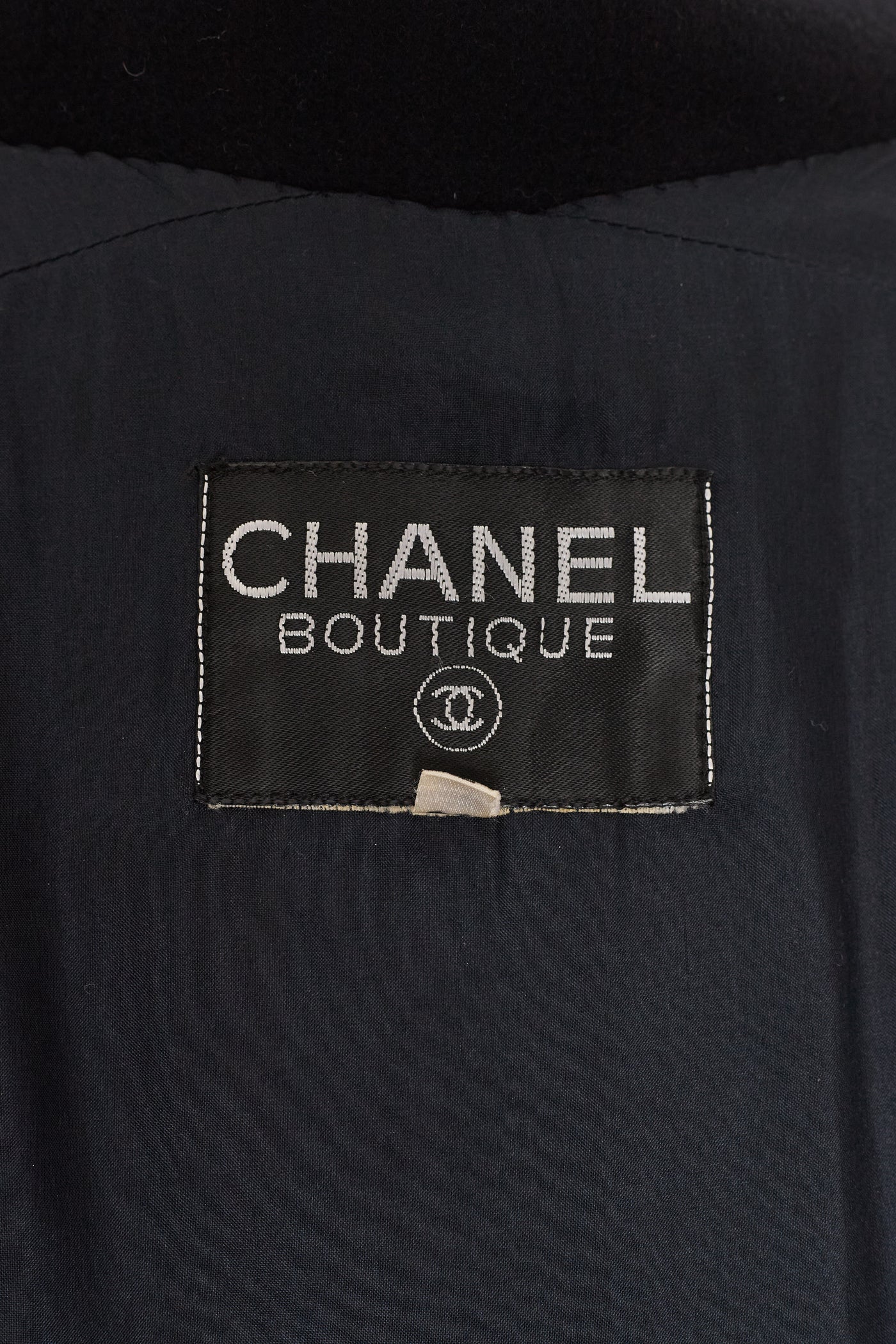 Chanel Logo Button Navy Long Coat