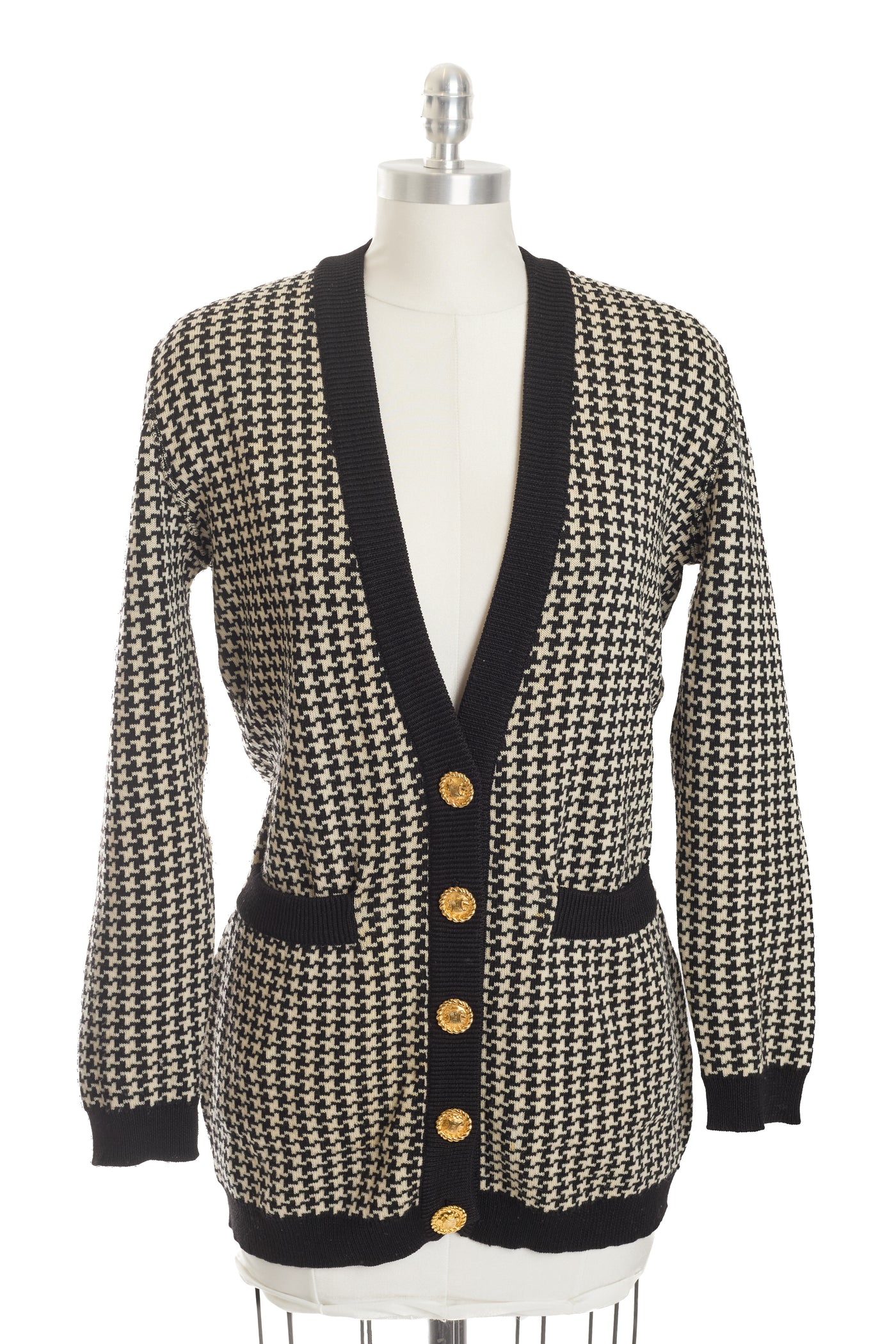 Celine Vintage Houndstooth Cardigan
