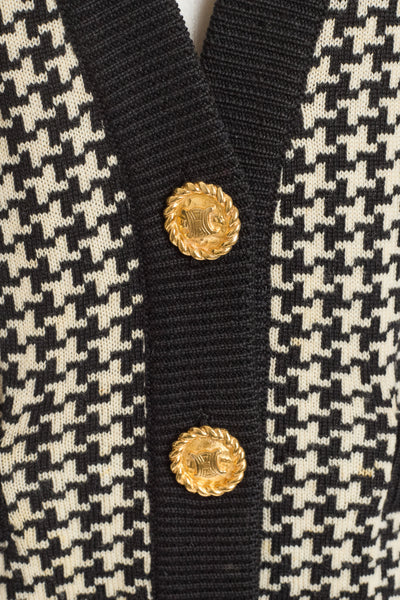 Celine Vintage Houndstooth Cardigan
