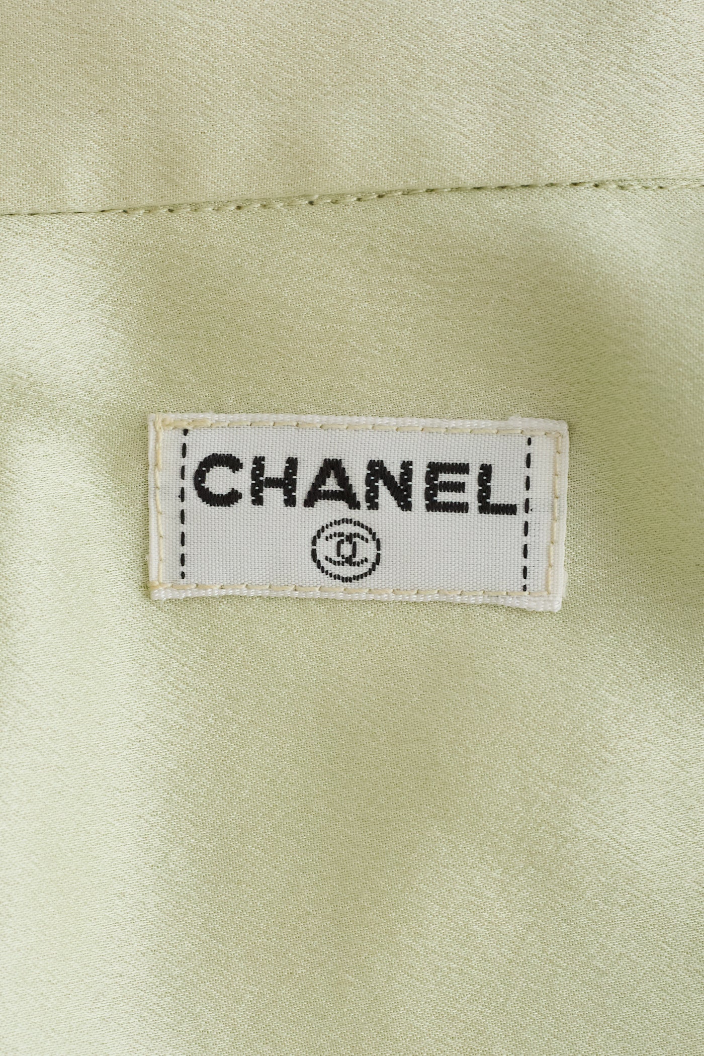 Chanel Vintage Mint Green Silk Button Up
