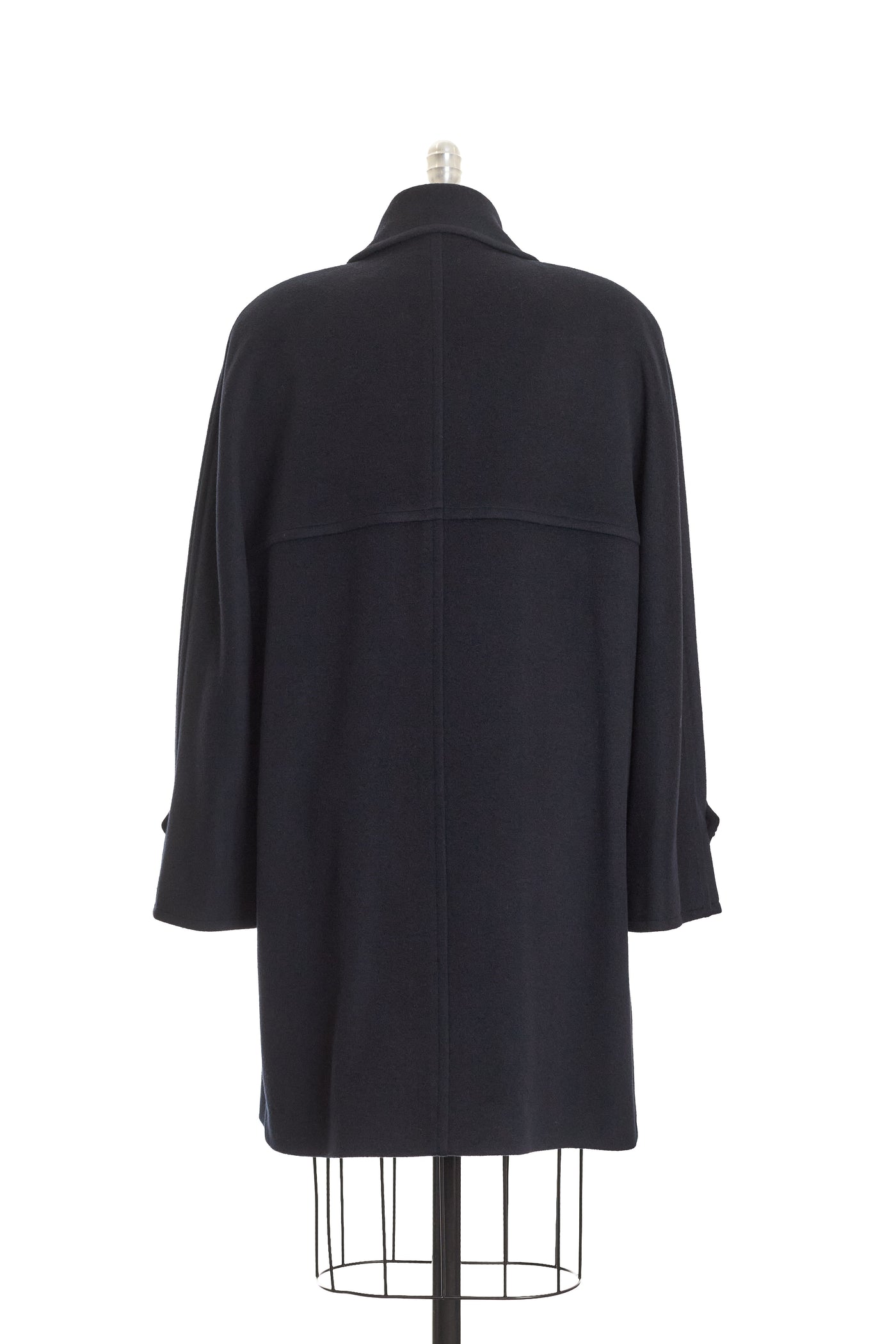 Chanel Vintage CC Logo Button Dark Blue Cashmere Long Coat