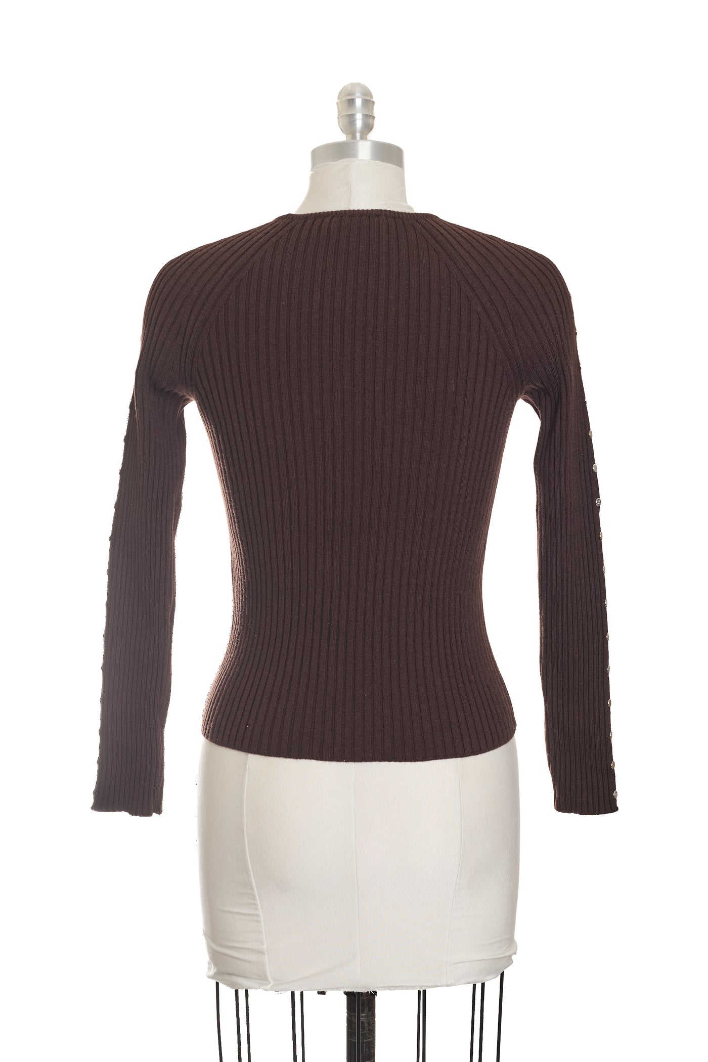 Celine Long Sleeve Brown Top with Silver Studs