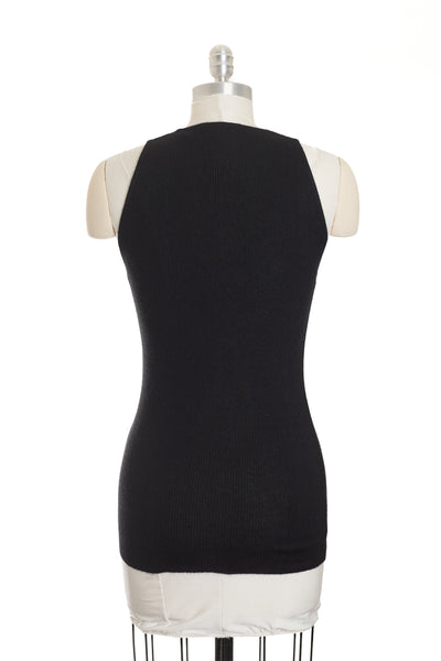 Chanel Vintage Black Knit CC Tank