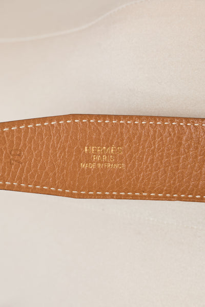 Hermes Vintage Black and Gold Clemence Leather Gold H Buckle Belt Size 70