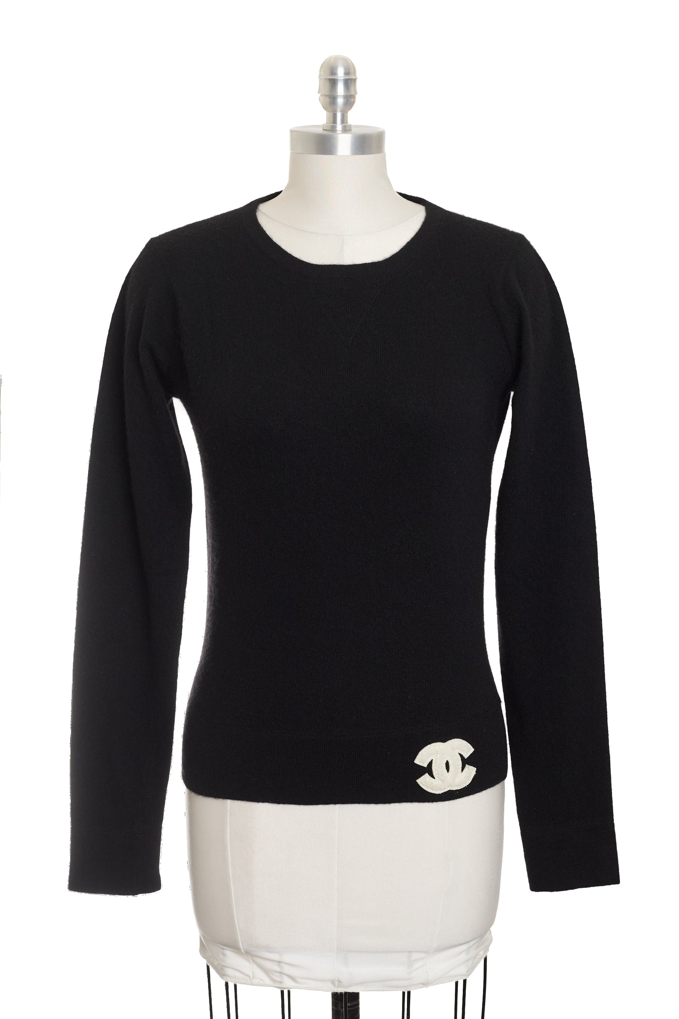 Chanel Vintage Black Cashmere Knit CC Sweater