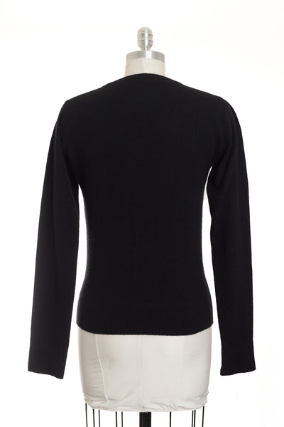 Chanel Vintage Black Cashmere Knit CC Sweater