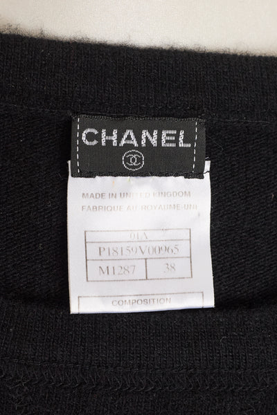 Chanel Vintage Black Cashmere Knit CC Sweater