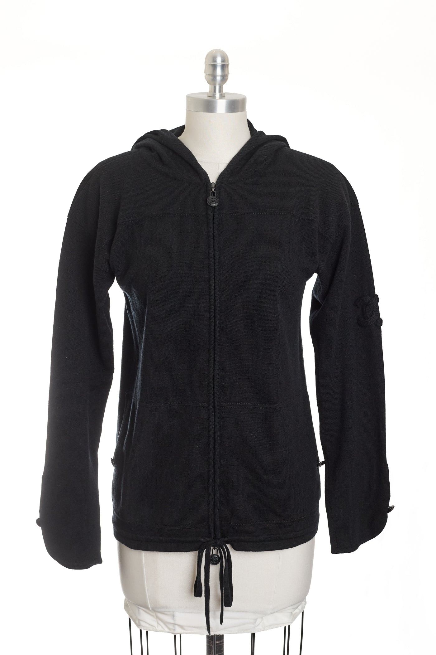 Chanel Black Cashmere CC Zip Up
