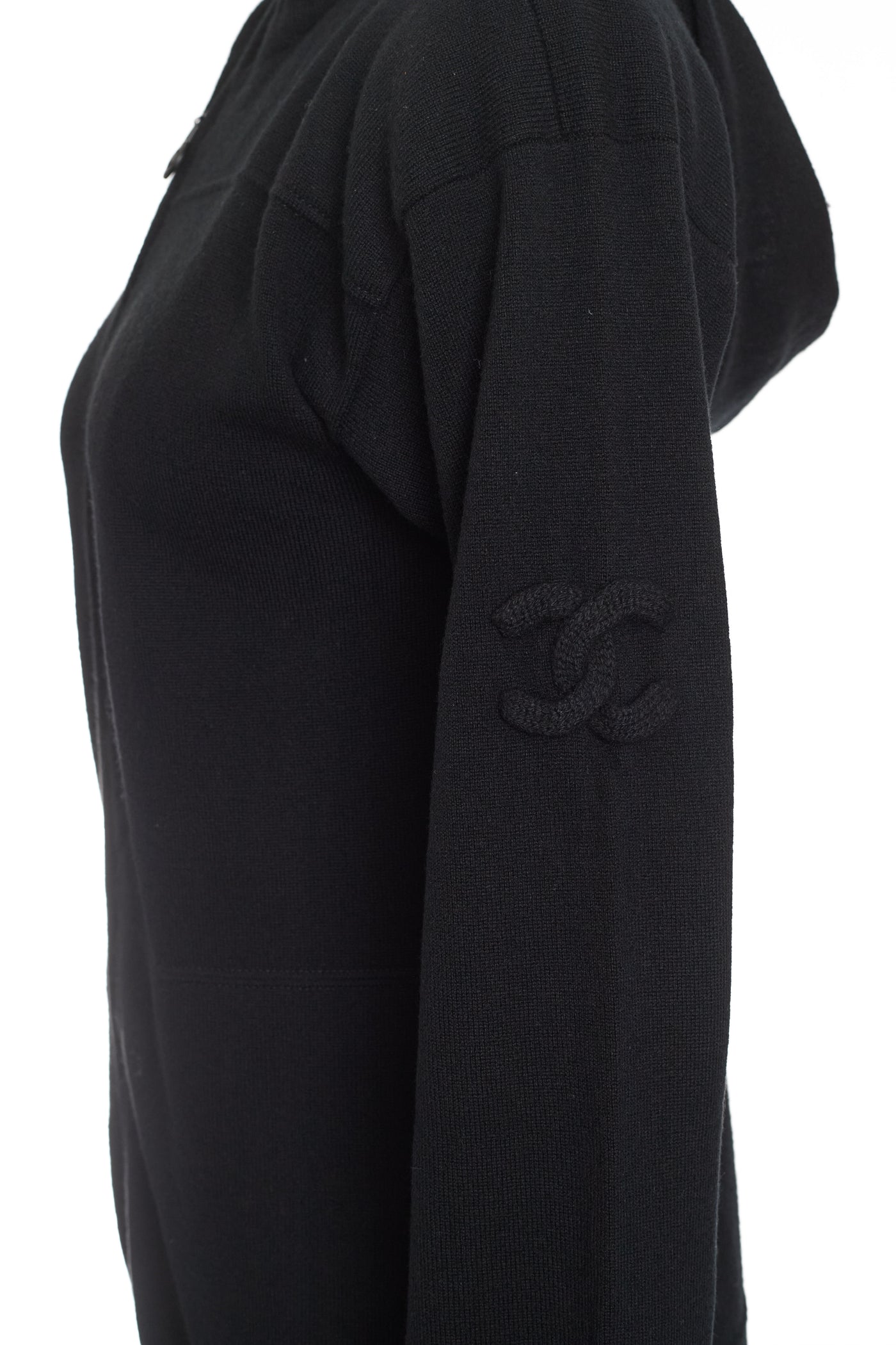 Chanel Black Cashmere CC Zip Up