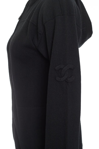 Chanel Black Cashmere CC Zip Up