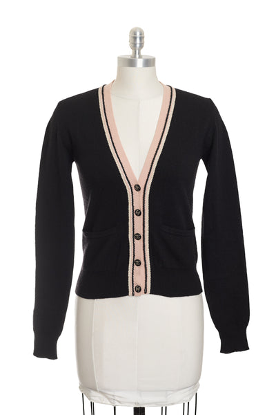 Chanel Vintage Pink Trim Cardigan