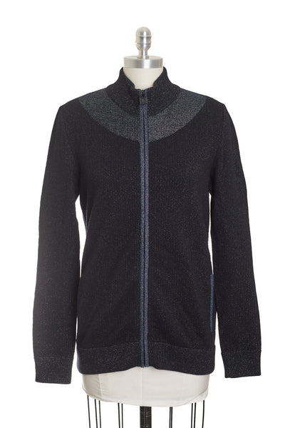 Chanel Long Sleeve Dark Blue Glitter Jacket