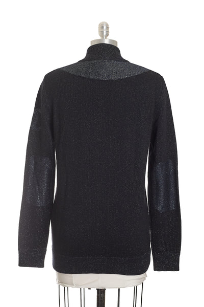 Chanel Long Sleeve Dark Blue Glitter Jacket