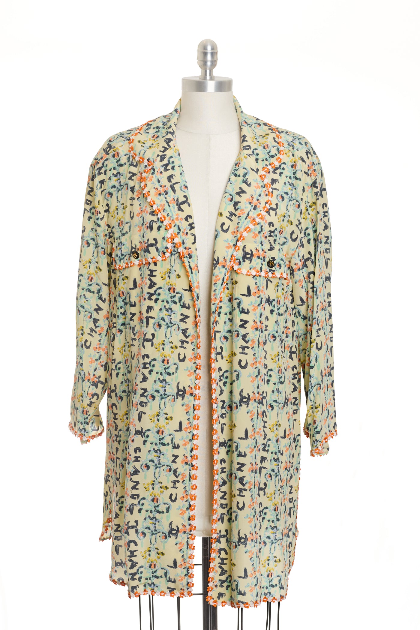 Chanel Vintage Logo and Floral Open Front Shirt