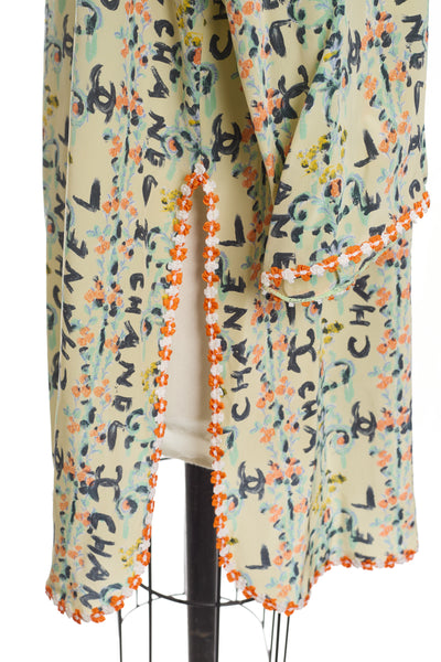 Chanel Vintage Logo and Floral Open Front Shirt