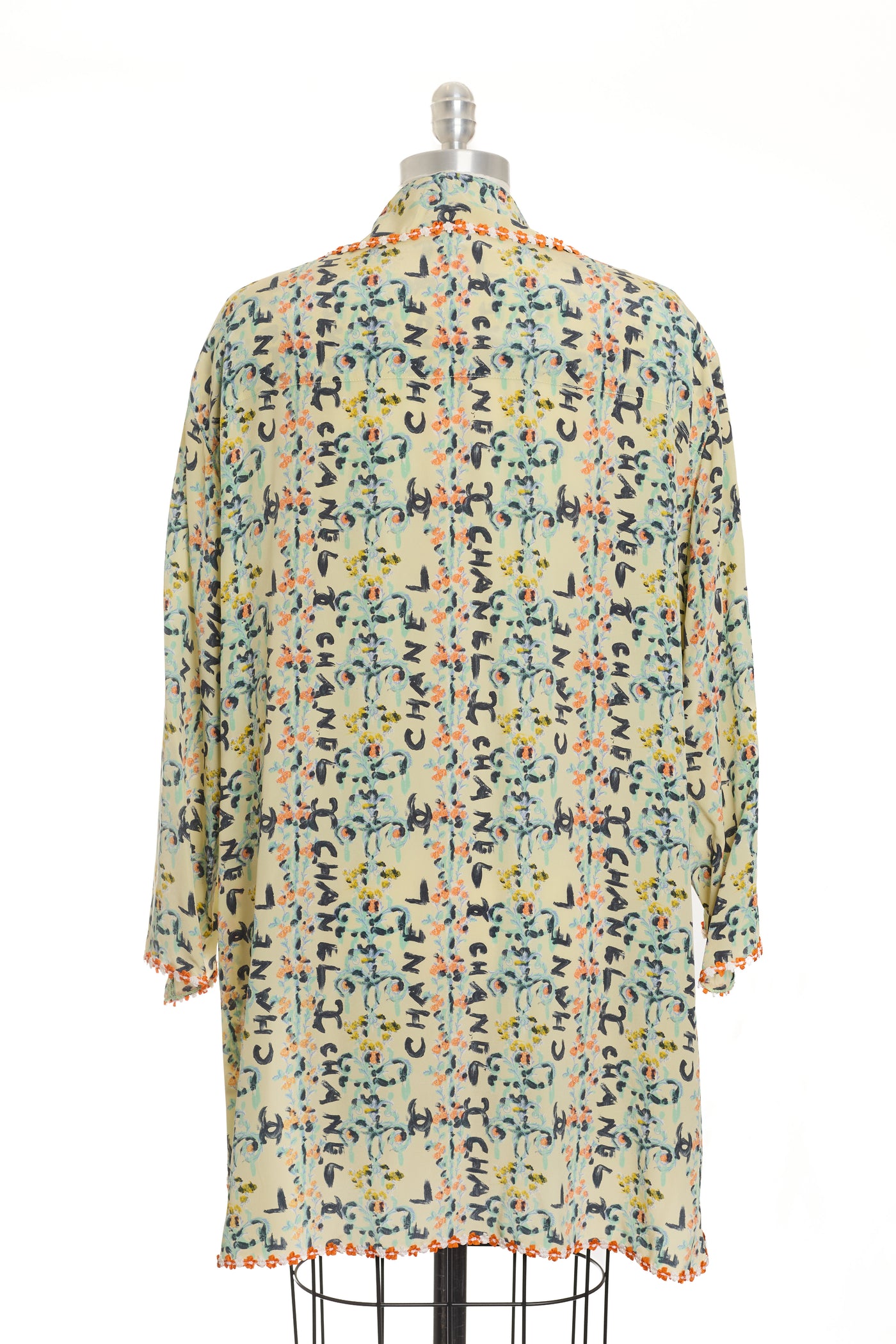 Chanel Vintage Logo and Floral Open Front Shirt