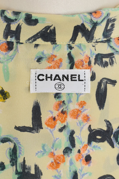Chanel Vintage Logo and Floral Open Front Shirt