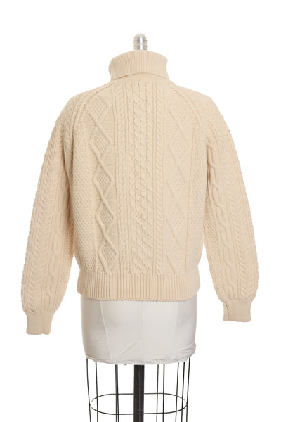 Chanel Vintage Cream Wool Cable Knit Turtleneck