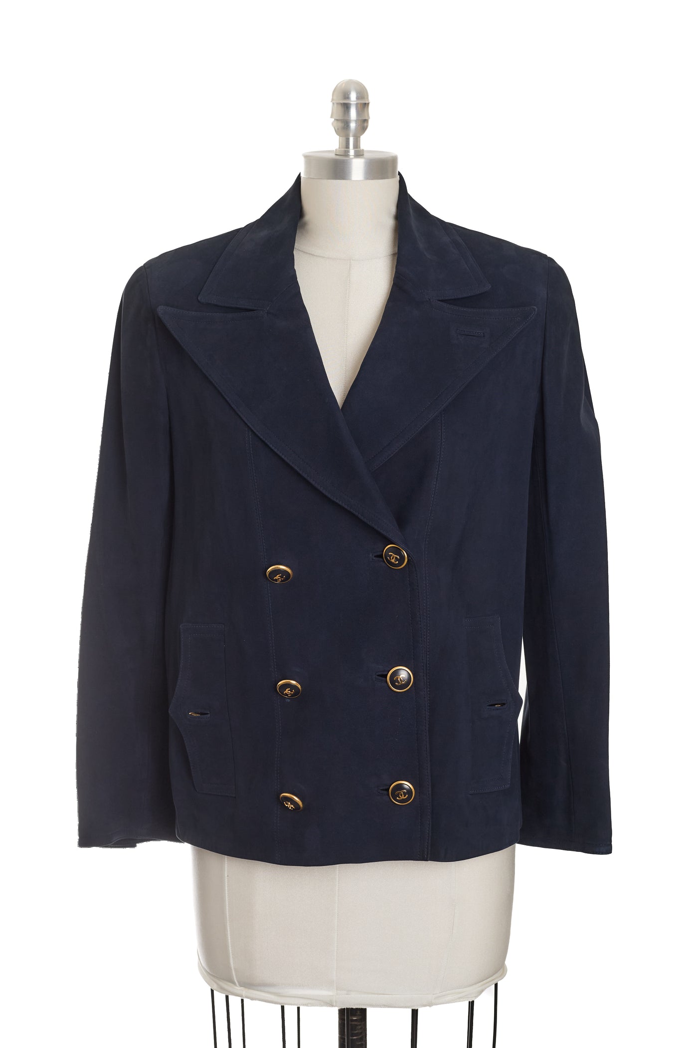 Chanel Vintage Navy Nubuck Leather Jacket