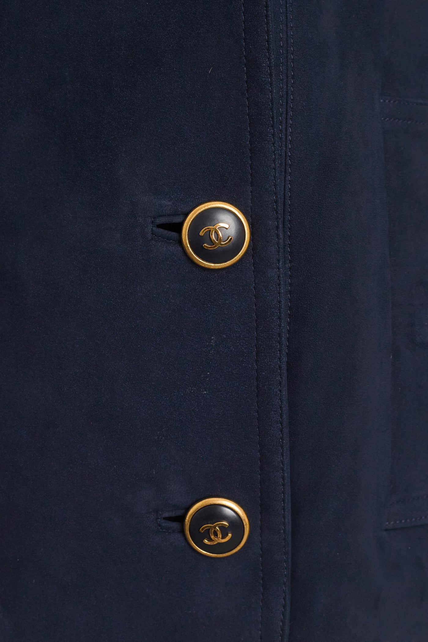 Chanel Vintage Navy Nubuck Leather Jacket
