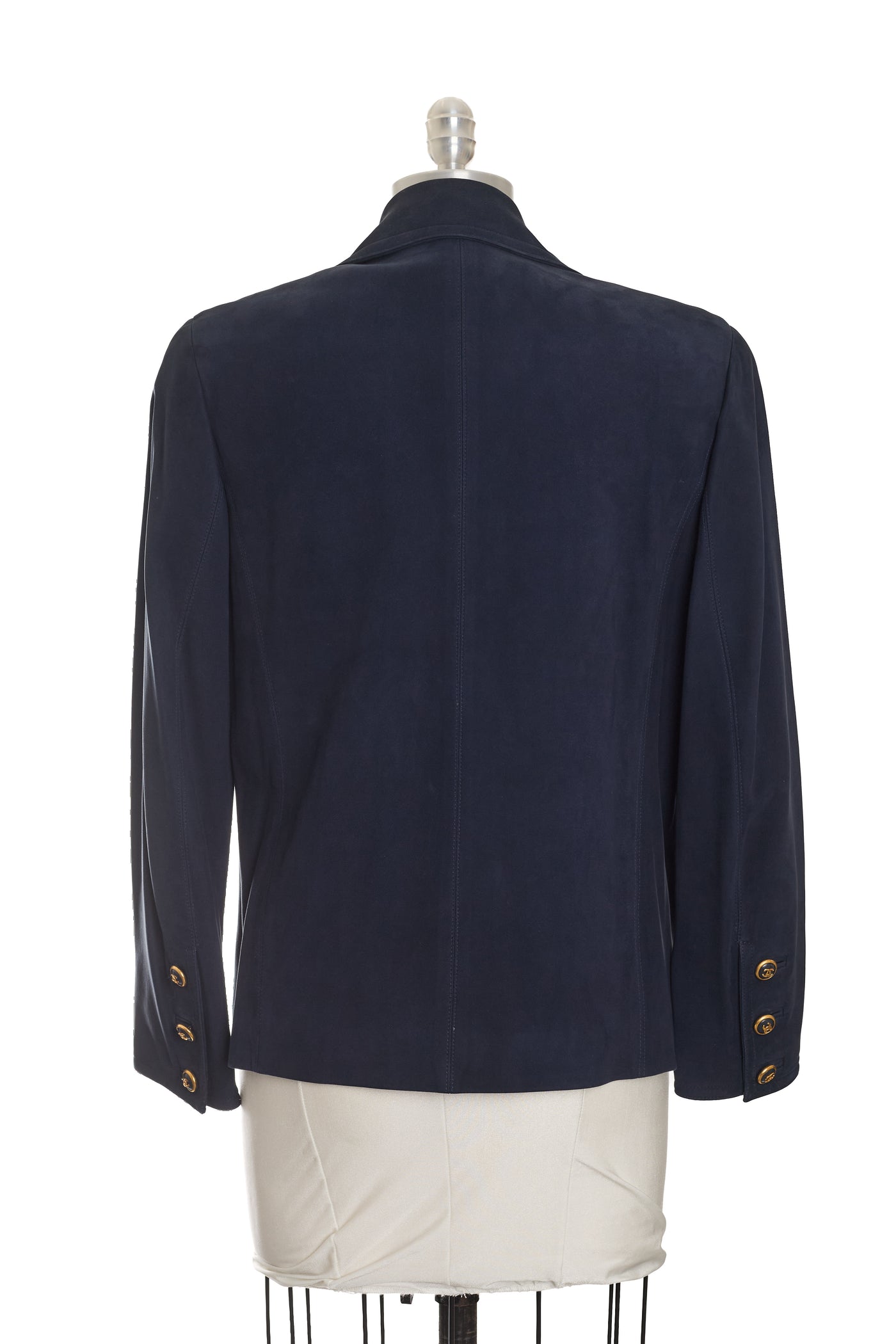 Chanel Vintage Navy Nubuck Leather Jacket