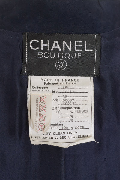 Chanel Vintage Navy Nubuck Leather Jacket