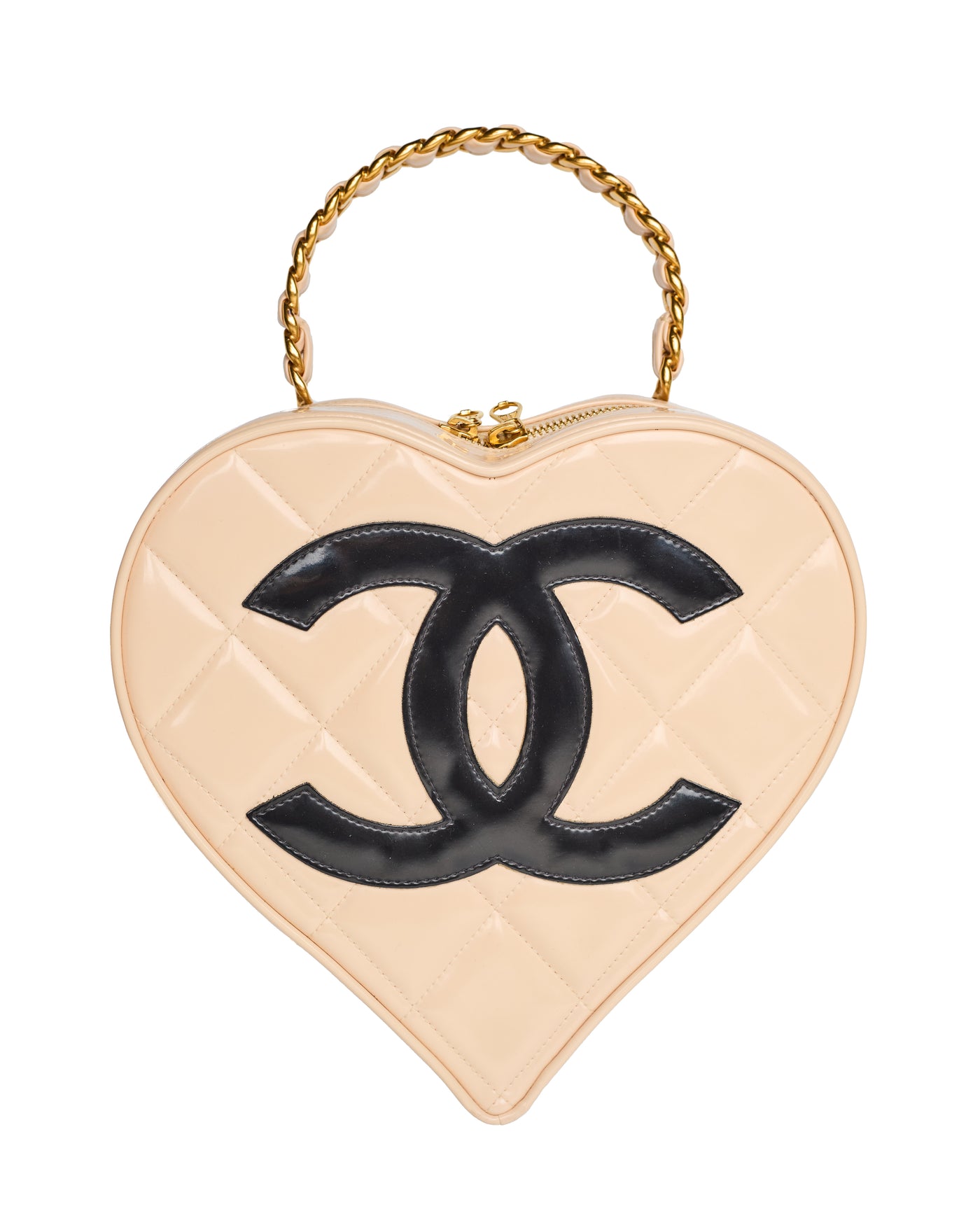 Chanel Rare Vintage 1995 SS Barbie Runway Beige CC Heart Bag