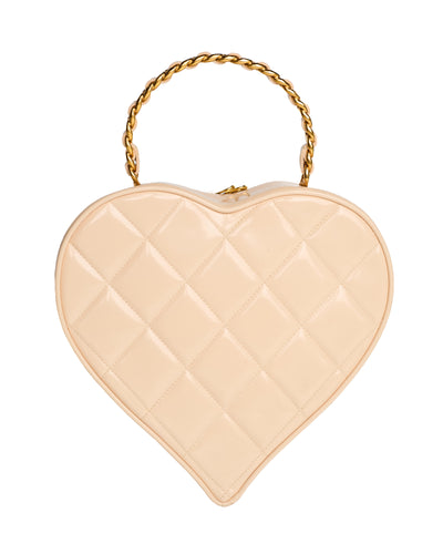 Chanel Rare Vintage 1995 SS Barbie Runway Beige CC Heart Bag