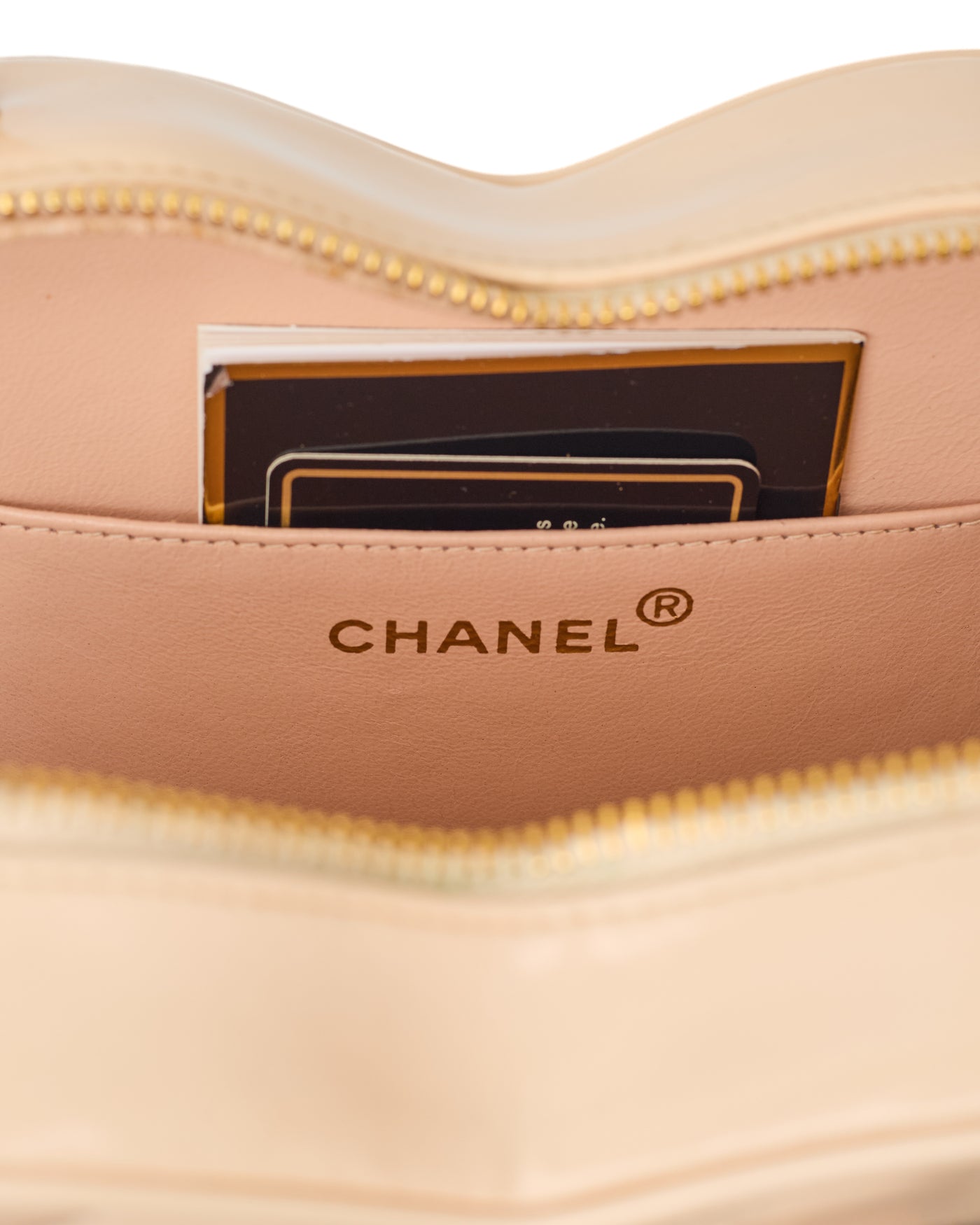 Chanel Rare Vintage 1995 SS Barbie Runway Beige CC Heart Bag