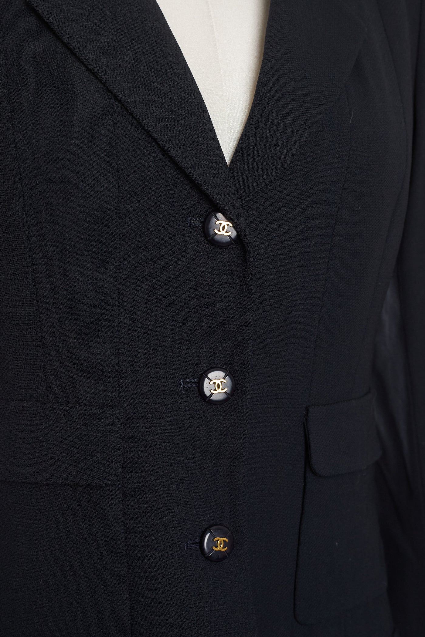 Chanel Vintage 1995 SS Runway Midnight Blue Wool Jacket