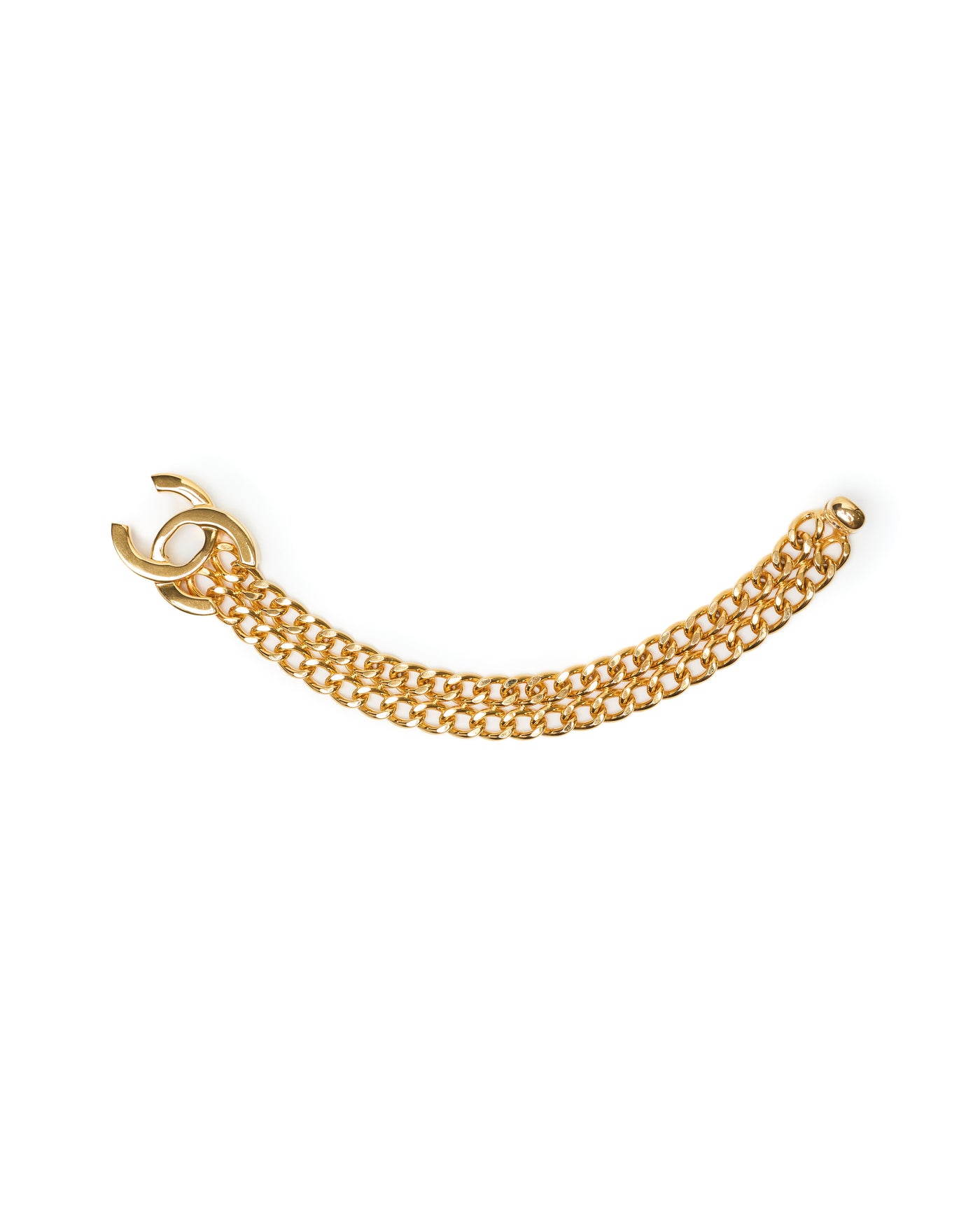 Chanel Vintage Gold Double Chain Turnlock Bracelet