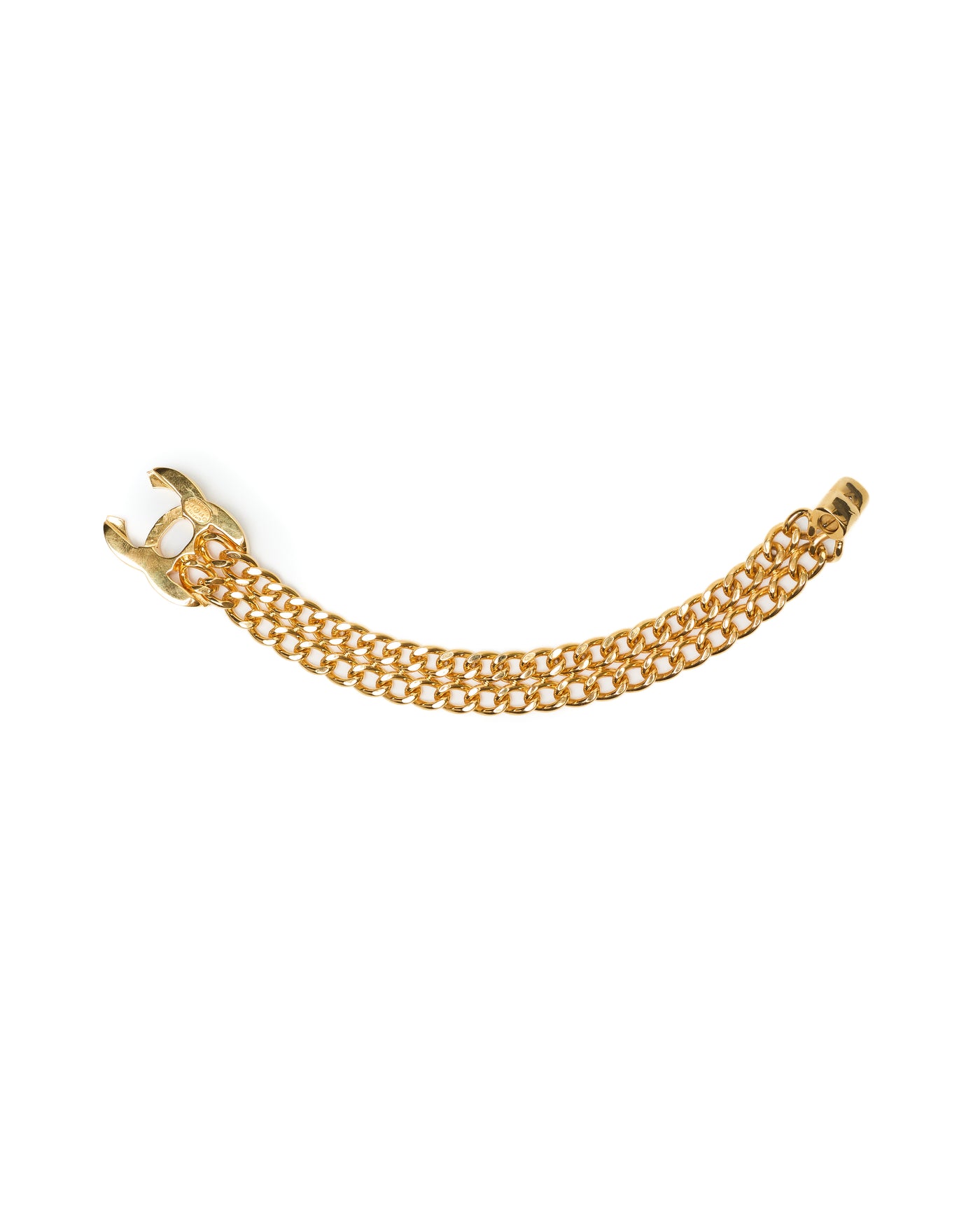 Chanel Vintage Gold Double Chain Turnlock Bracelet