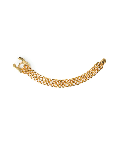 Chanel Vintage Gold Double Chain Turnlock Bracelet