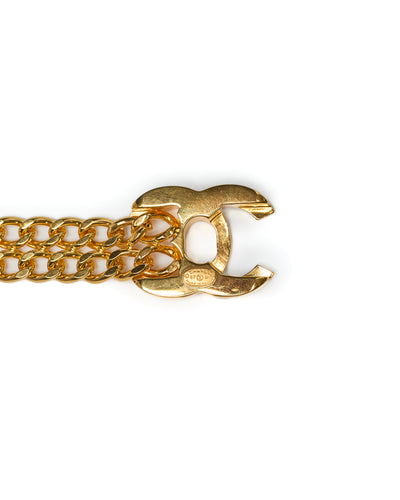 Chanel Vintage Gold Double Chain Turnlock Bracelet