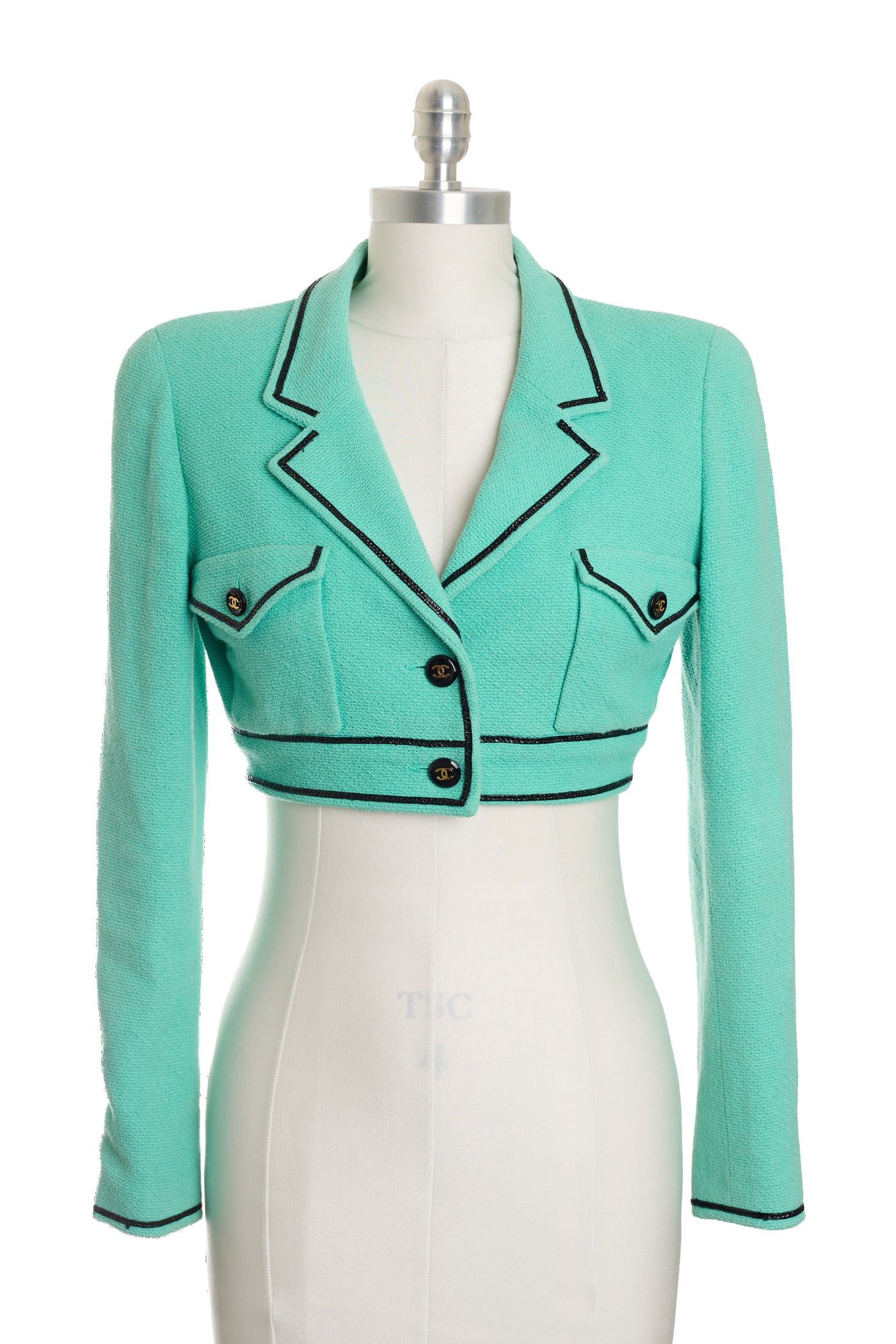 Chanel Rare Vintage 1995 SS Barbie Runway Teal Cropped Jacket