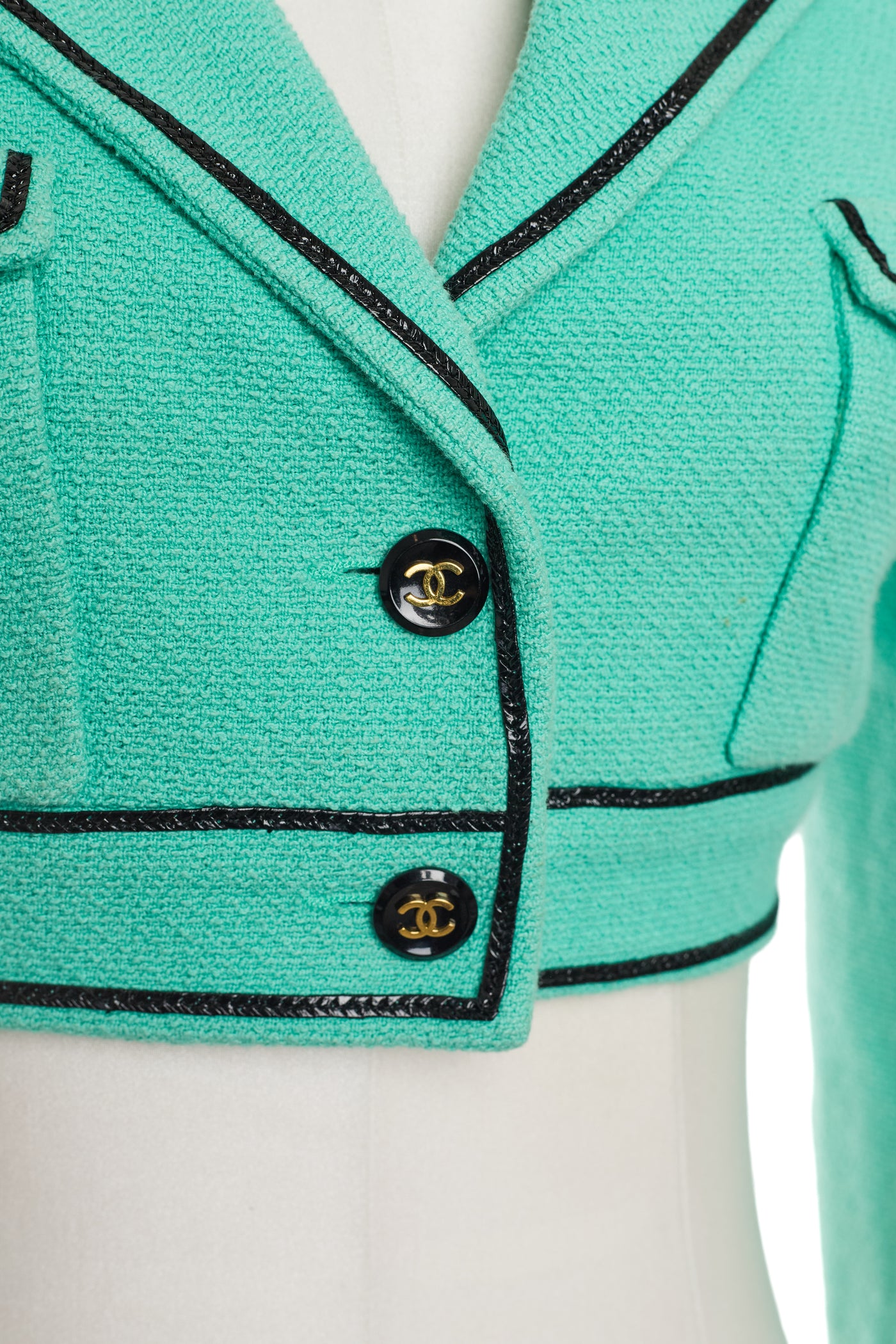 Chanel Rare Vintage 1995 SS Barbie Runway Teal Cropped Jacket