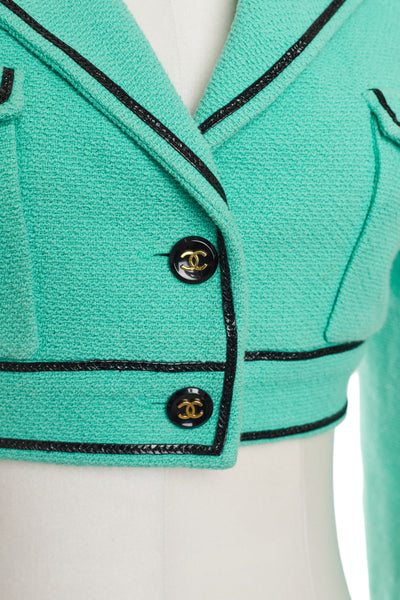 Chanel Rare Vintage 1995 SS Barbie Runway Teal Cropped Jacket