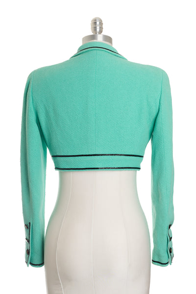 Chanel Rare Vintage 1995 SS Barbie Runway Teal Cropped Jacket
