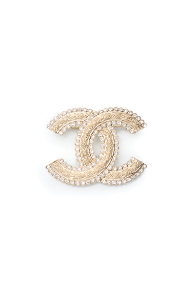 Chanel Crystal Filigree CC Brooch