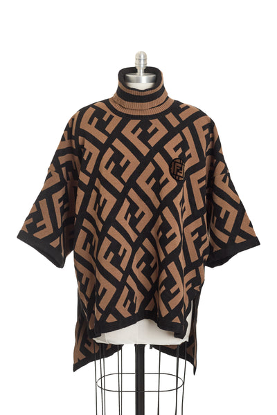 Fendi Wool Monogram Poncho