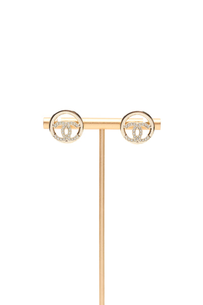 Chanel CC Detail Round Stud Earrings