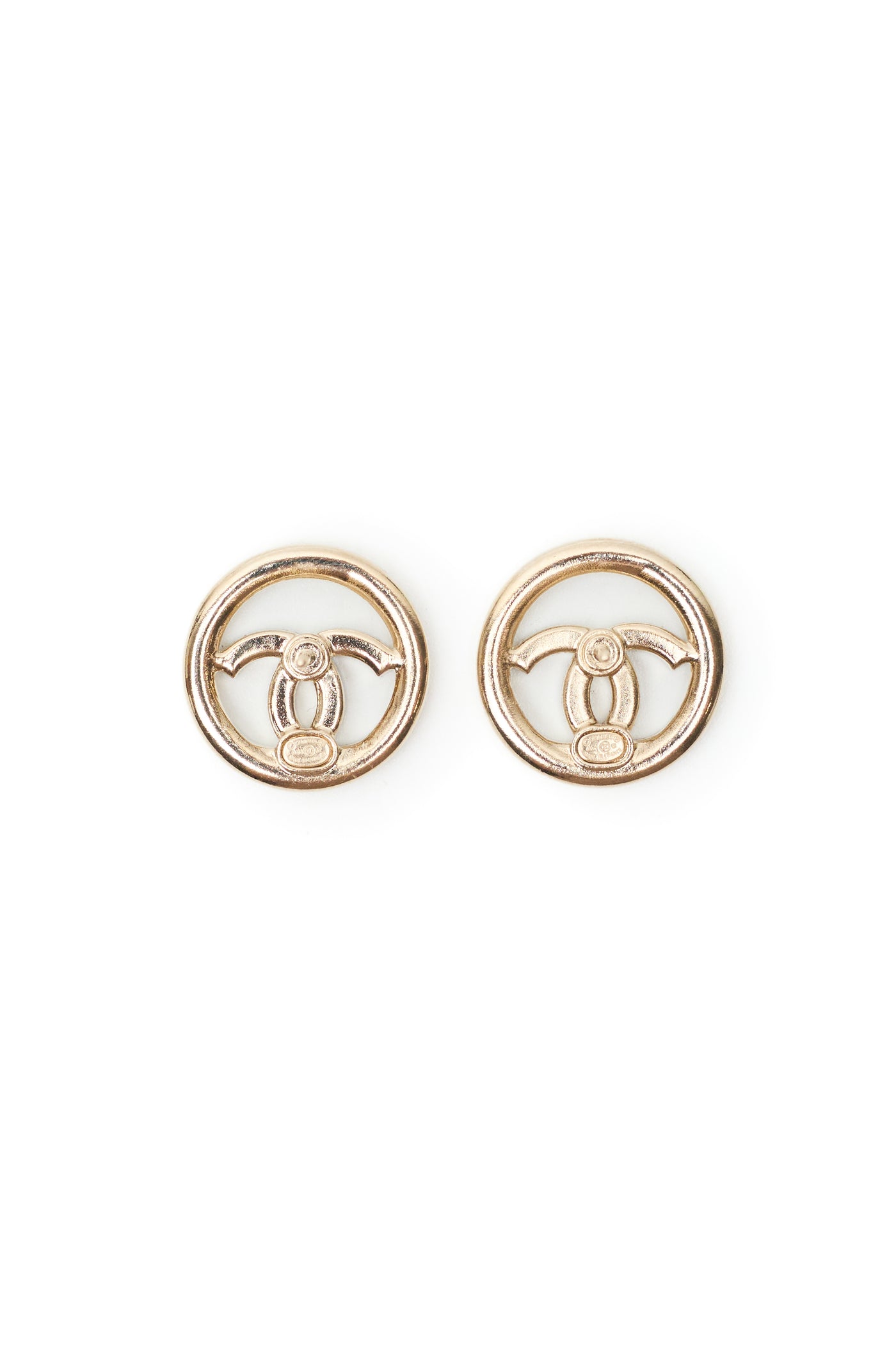Chanel CC Detail Round Stud Earrings