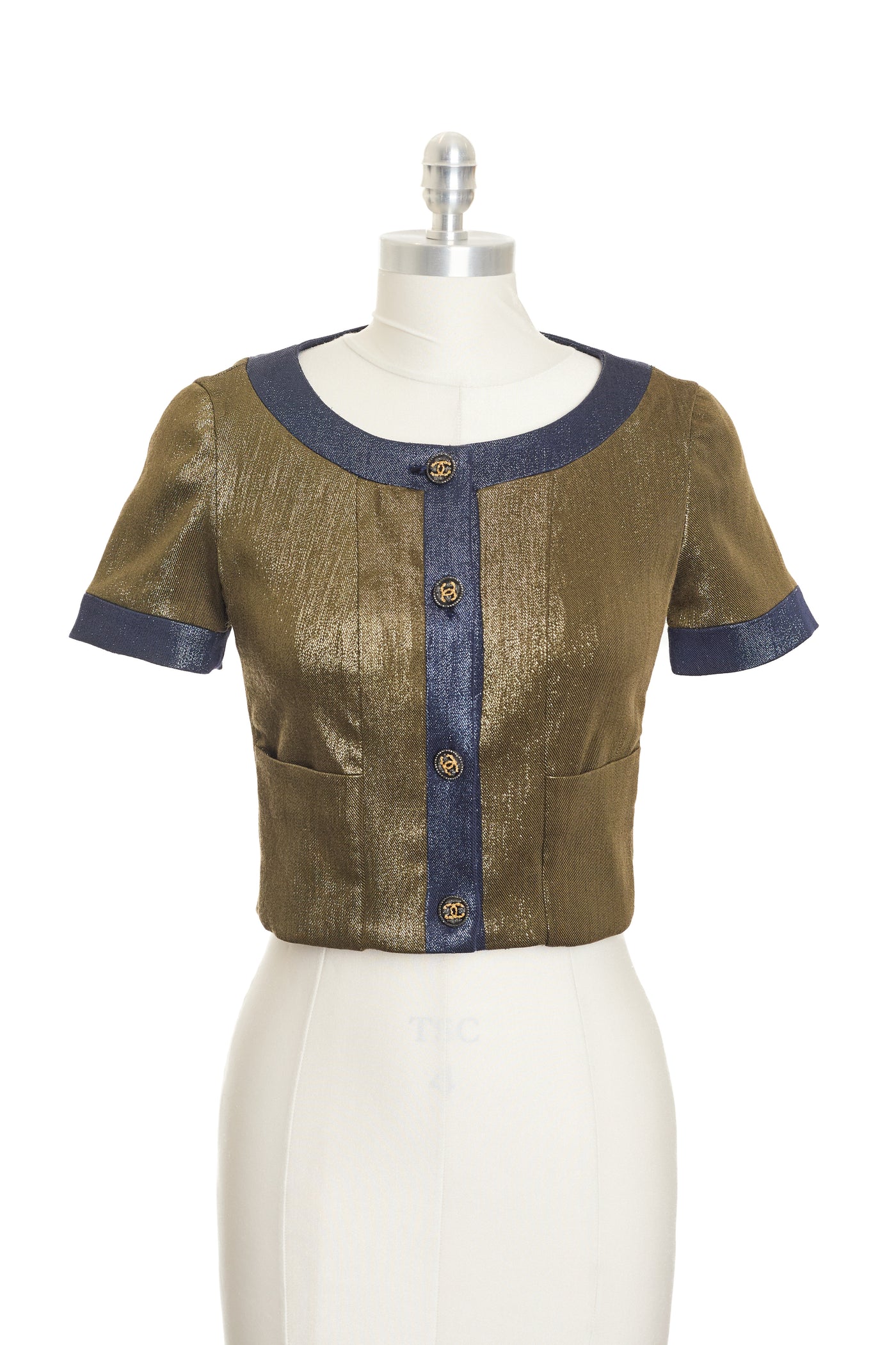 Chanel Short Sleeve Button Up Iridescent Jacket