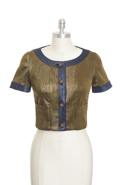 Chanel Short Sleeve Button Up Iridescent Jacket
