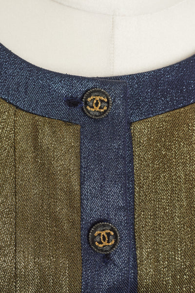 Chanel Short Sleeve Button Up Iridescent Jacket